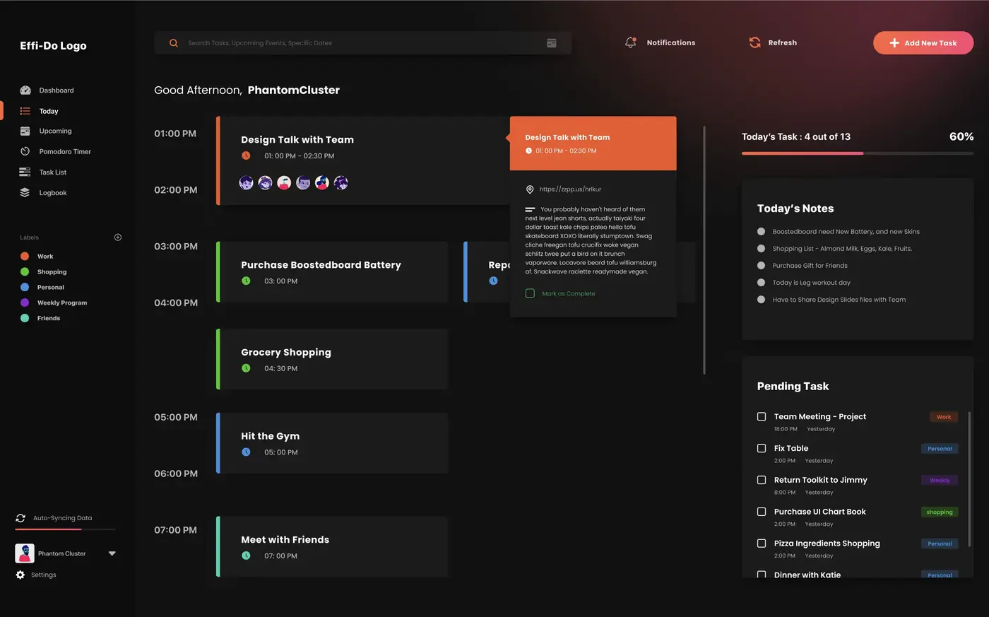 EffiDo Today — Dark Mode